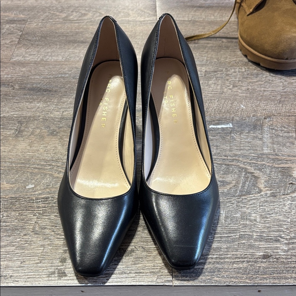 Mark Fisher Black Leather Pointed Toe Heels